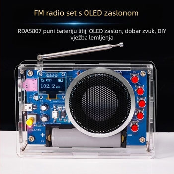 Kiti za sastavljanje radija s OLED zaslonom – ponovno punjivi FM sklop za DIY projekte