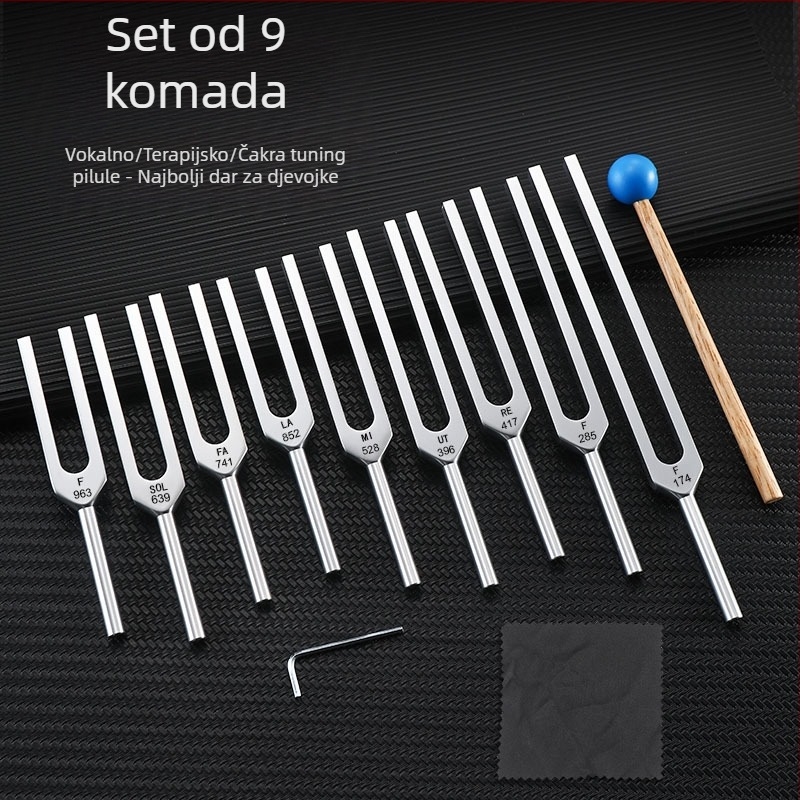 Tuning fork YC0919 - aluminijska legura; pogodna za masažu zdravlja i glazbene instrumente; pakiranje: platnena torba i vanjska kartonska kutija