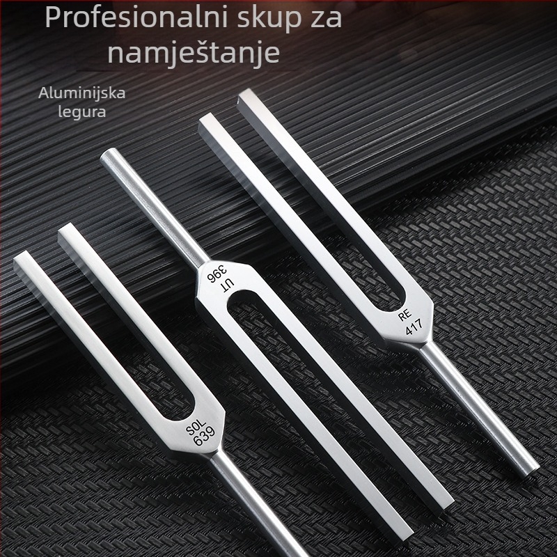 Tuning fork YC0919 - aluminijska legura; pogodna za masažu zdravlja i glazbene instrumente; pakiranje: platnena torba i vanjska kartonska kutija