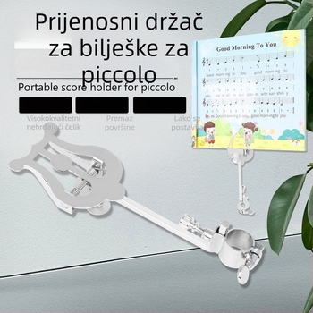 Stalak za note za picolo – prijenosni, s prilagodljivim gumbom, materijal: željezo, model: ZJ-12, pakiranje: OPP vrećica