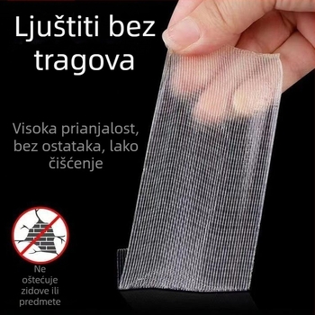 Mrežasta dvostruka ljepljiva traka, visoka adhezija, tkaninska podloga, za montiranje na zid, bez ostataka ljepila