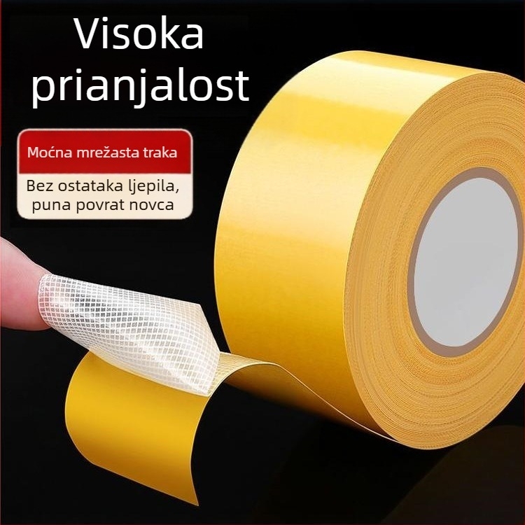 Mrežasta dvostruka ljepljiva traka, visoka adhezija, tkaninska podloga, za montiranje na zid, bez ostataka ljepila