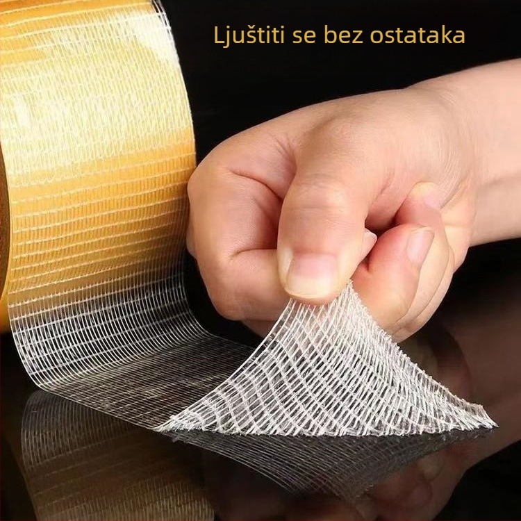 Mrežasta dvostruka ljepljiva traka, visoka adhezija, tkaninska podloga, za montiranje na zid, bez ostataka ljepila
