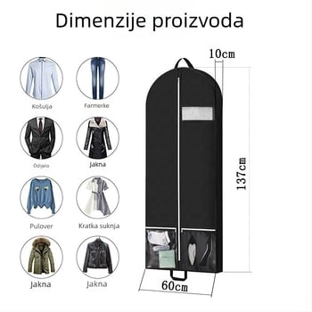 Prozračna torba za odjeću od netkanog materijala s dva džepa – zaštita od prašine i vlage, pogodna za putovanja i kućnu upotrebu