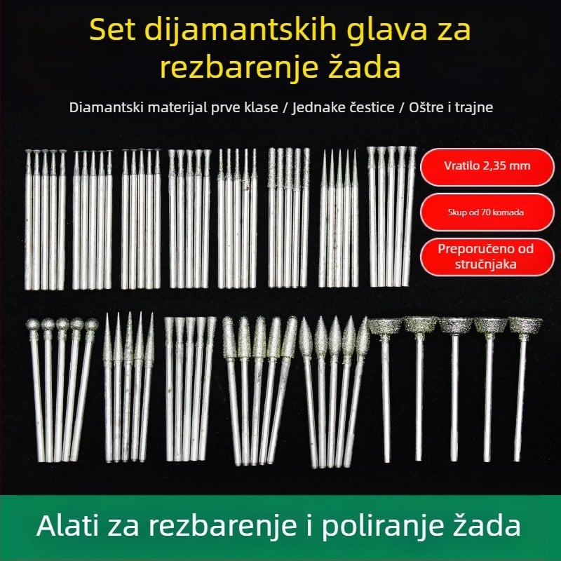 Set alata za rezanje nefrita s dijamantnim glavama | Marka Ming Hao; Model: Carving needle suit; Materijal: Dijamant; Opseg primjene: Rezbarstvo nefrita