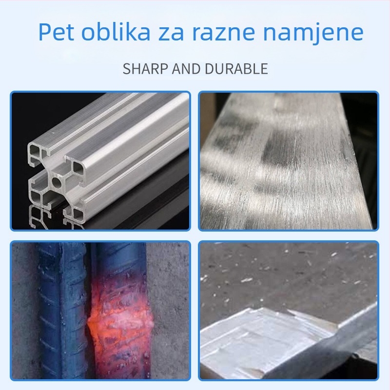 Drveni rotacijski fajl set s šesterokutnom držačem, karbonska čelika, Hongtai 00000, 5 komada