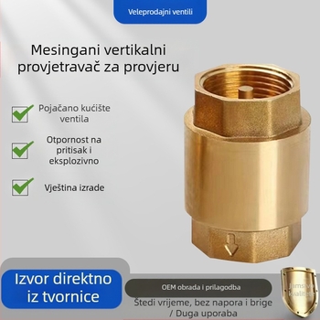 Horizontalni bakreni provjerni ventil s oprugom, za vodovod, jednostrani protok, hidrauličko upravljanje