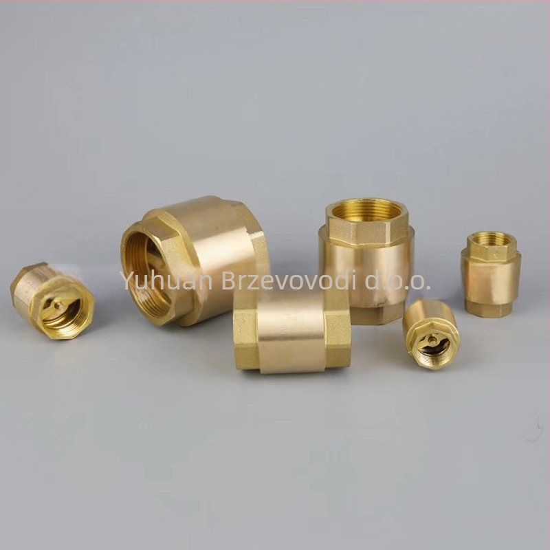 Horizontalni bakreni provjerni ventil s oprugom, za vodovod, jednostrani protok, hidrauličko upravljanje