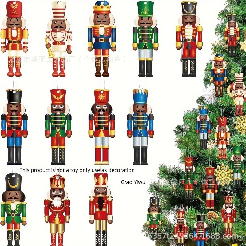 Drveni Nutcracker ukras za božićno drvce - ručno izrađeno, od tvrdog drveta