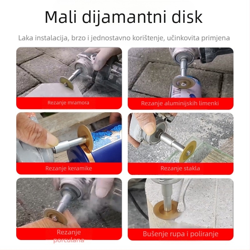Spajani dijamantni rezni disk za električnu bušilicu, za mramor, keramiku i jade; uklanjanje fuge i čišćenje fuge