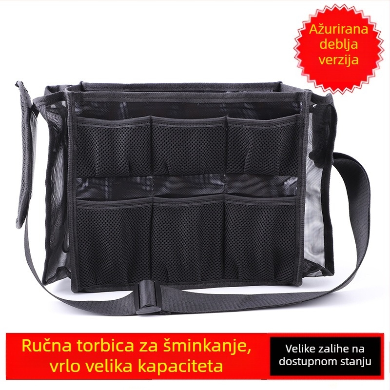 Profesionalna torbica za šminku za ekipu s pojasom, otporna na mrlje, izuzetno velika kapaciteta; Neto sadržaj: 300