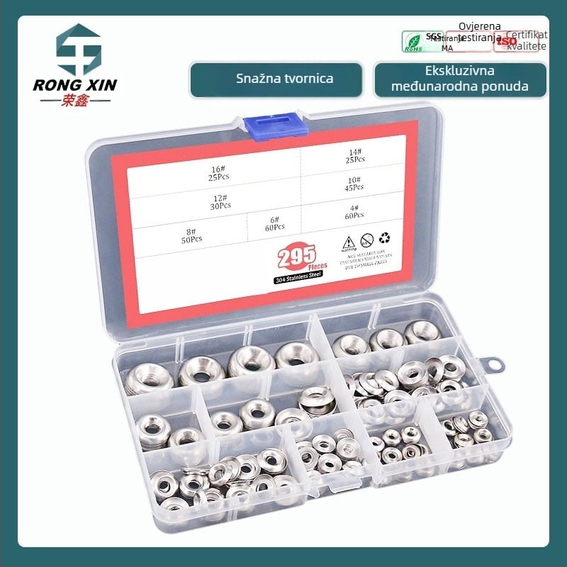 Šaibe s konusnom glavom, od nehrđajućeg čelika 304, sjajan završni sloj, DIN 988, Klasa A, 295 kom.