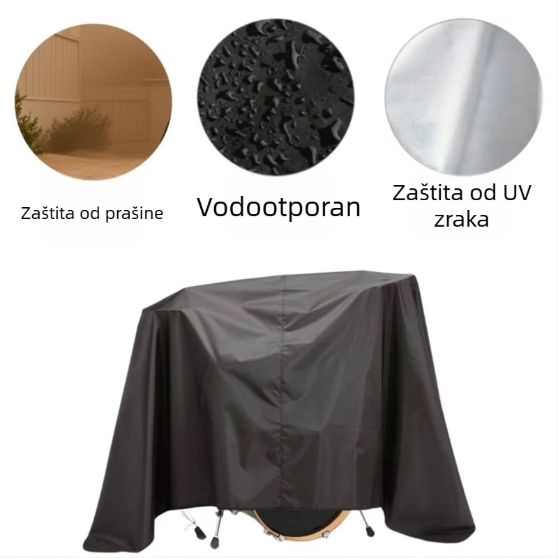 Navlaka za bubnjeve seta, vodootporna i UV otporna, poliester materijal, s zakrivljenim naramenicama.
