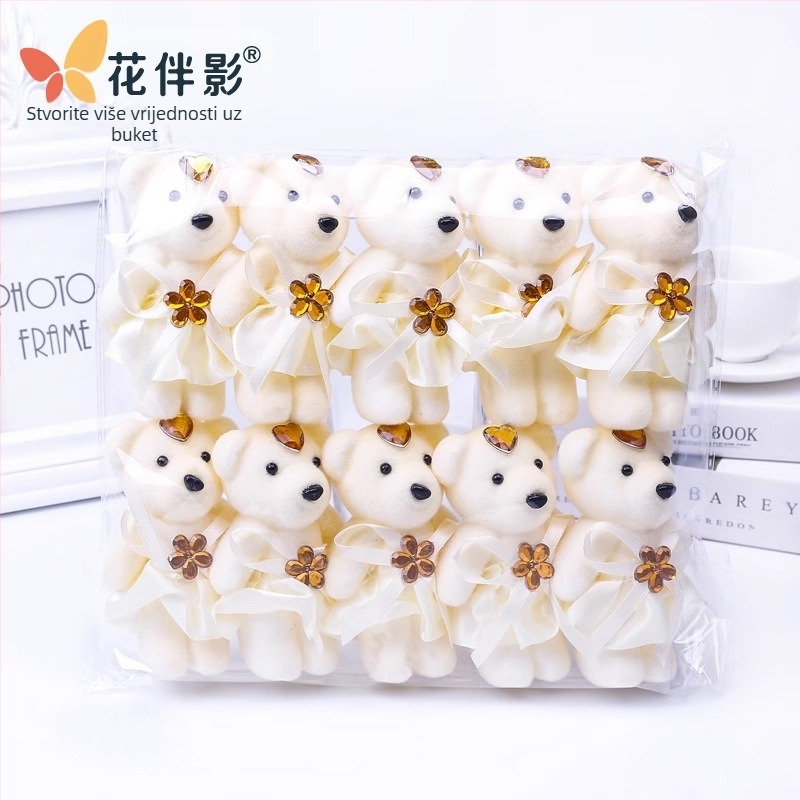 Set plišanih medvjedića: medvjed s okusom sladoleda, medvjed s priznanjem zvijezde, velur teddy, medvjed za svadbeni auto, crtani buket lutkica — materijal: tkivo, postupak: šivanje na rubu, pogreška: 1-2