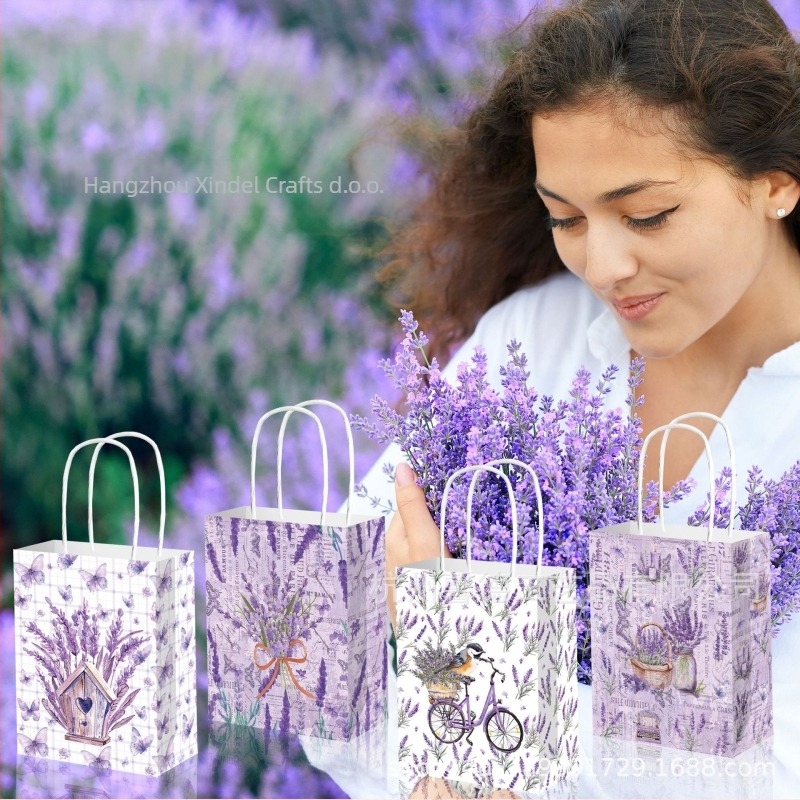 Papirna vrećica za darove s UV tiskom, oblik ručne torbe, kraft papir 120 g, ambalaža za festival