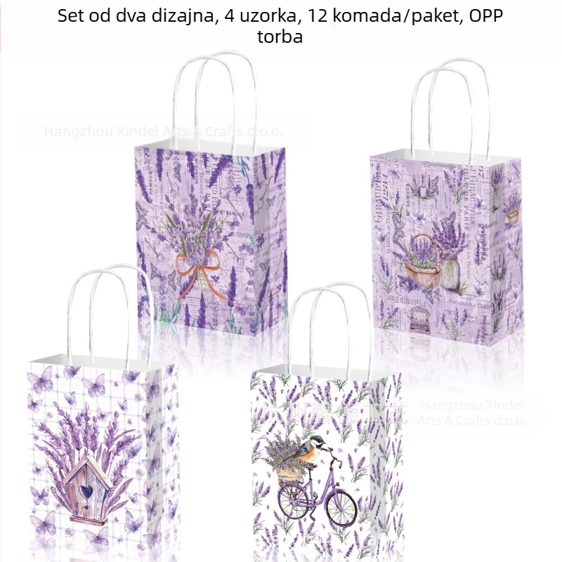 Papirna vrećica za darove s UV tiskom, oblik ručne torbe, kraft papir 120 g, ambalaža za festival