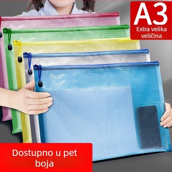 A3 dokument torba s velikom kapacitetom, prozirna PVC, zatvarač, vodootporna, mrežni uzorak