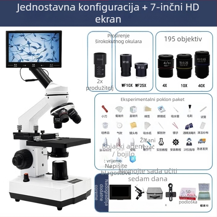 HD veterinarski mikroskop za analizu sperme i otkrivanje patogena kod psa, svinja i riba (laboratorijska razina)