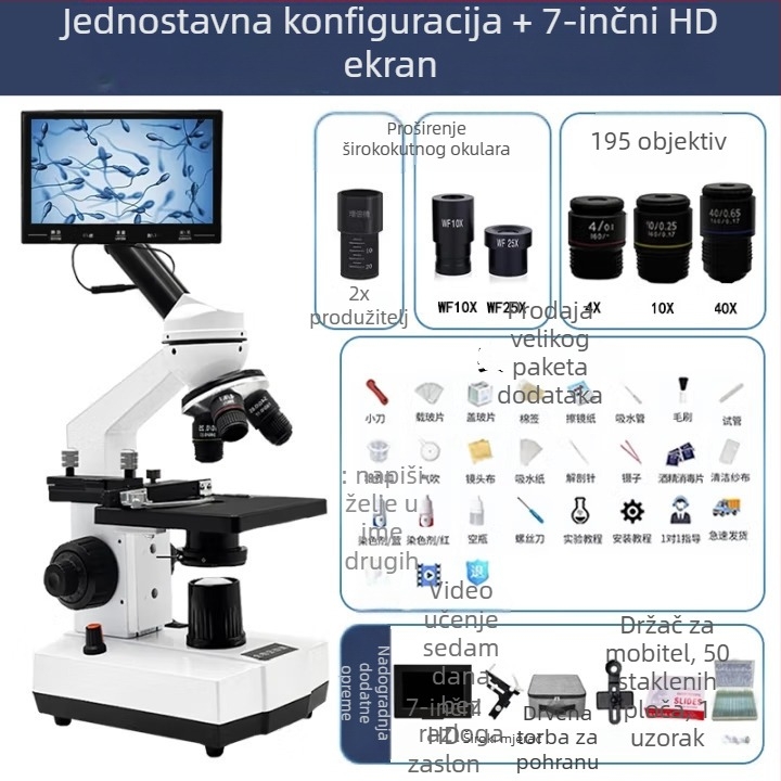 HD veterinarski mikroskop za analizu sperme i otkrivanje patogena kod psa, svinja i riba (laboratorijska razina)