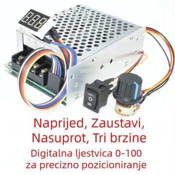 DC motor regulator PWM naprijed-natrag, digitalni zaslon, raspon 10–55V, 60A vršna / 40A kontinuirano
