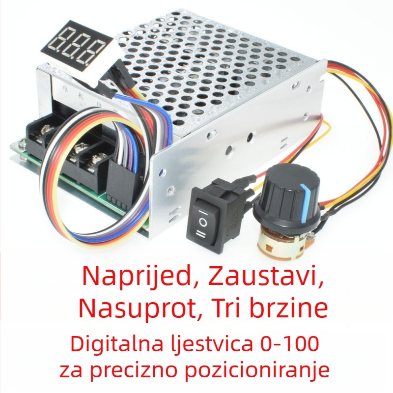 DC motor regulator PWM naprijed-natrag, digitalni zaslon, raspon 10–55V, 60A vršna / 40A kontinuirano