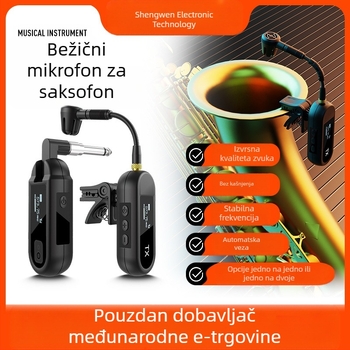 Bežični klip-mikrofon za glazbene instrumente – Model M-03, Bluetooth 5.0, baterija 1000–1200 mAh, trajanje 8–12 sati, kardioidno snimanje