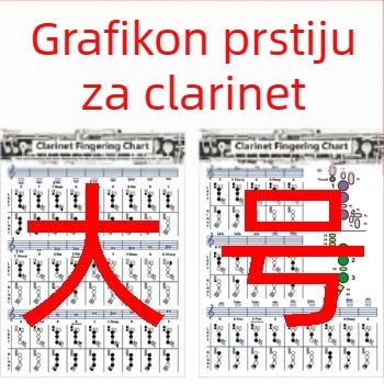 Klarinet dijagram prstiju, model Clarinet Chart, materijal laminirani papir, pakiranje plastična vrećica, marka Chuan mei
