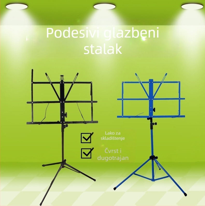 Stalak za note za glazbene instrumente, sklopivi, metalne konstrukcije, modeli LD315/LD310, uključuje vodootpornu torbu