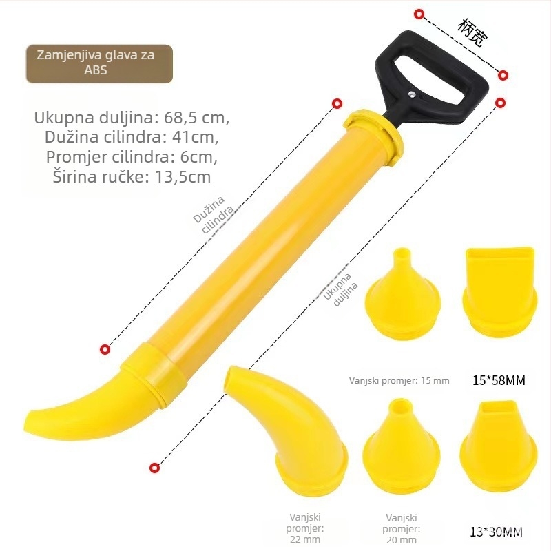 Pistolj za zapunjavanje cementa i morta – set 4-u-1, plastična podloga, plastična drška, 5 komada