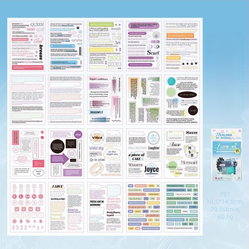 Leisurely PET knjiga naljepnica – Serija Text Healing, IN stil, tisak, DIY ukrašavanje dnevnika