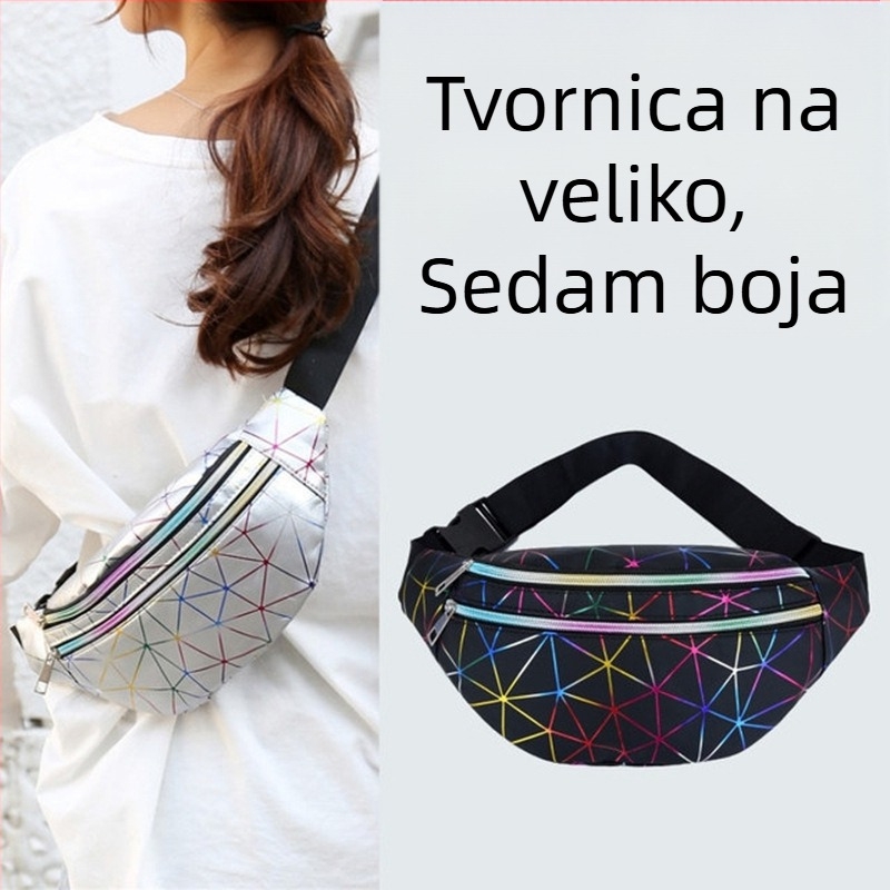 Ženska PU torbica za pojas sa zatvaračem, unutarnja džep sa zatvaračem, trodimenzionalni dizajn, poliester podstava