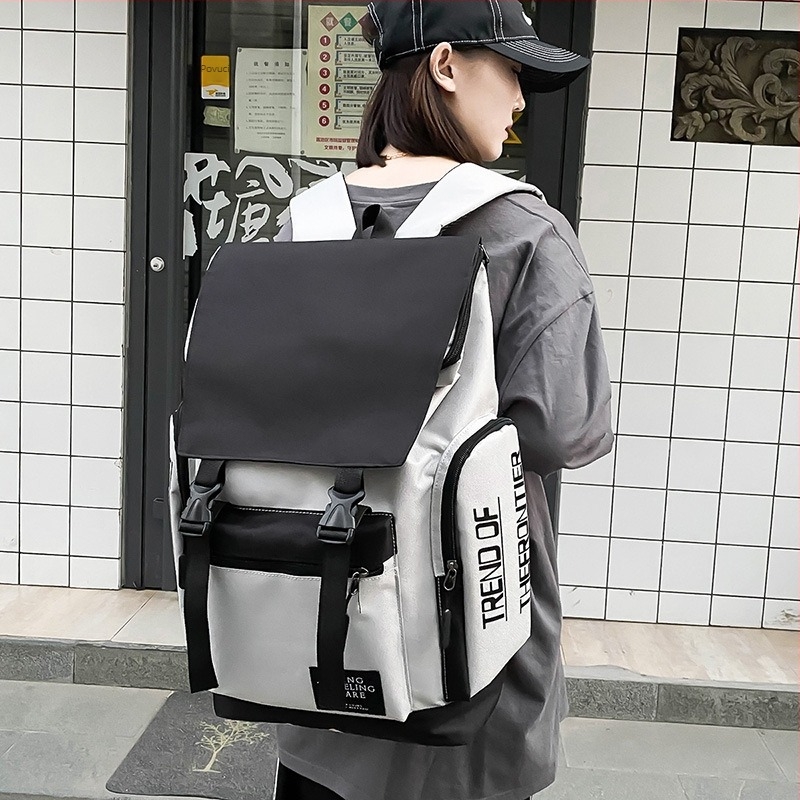 Školski ruksak, unisex, korejskog stila ulične mode, kapacitet 36–55 L, poliester, kompatibilan s 15-inčnim prijenosnikom