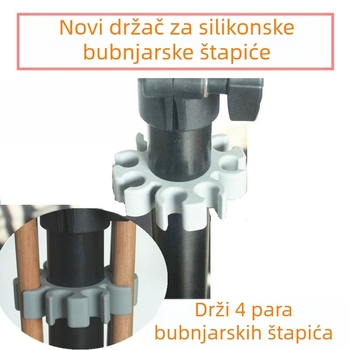 Klip za bubnjarske štapiće od silikona, s odvojivim spremnikom za pohranu