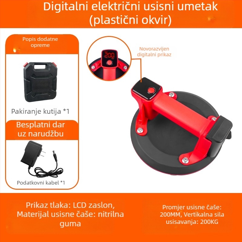 Električni vakuumski hvatač s digitalnim zaslonom za pločice i staklo, automatsko dopunjavanje zraka, visoká snaga, teški teret