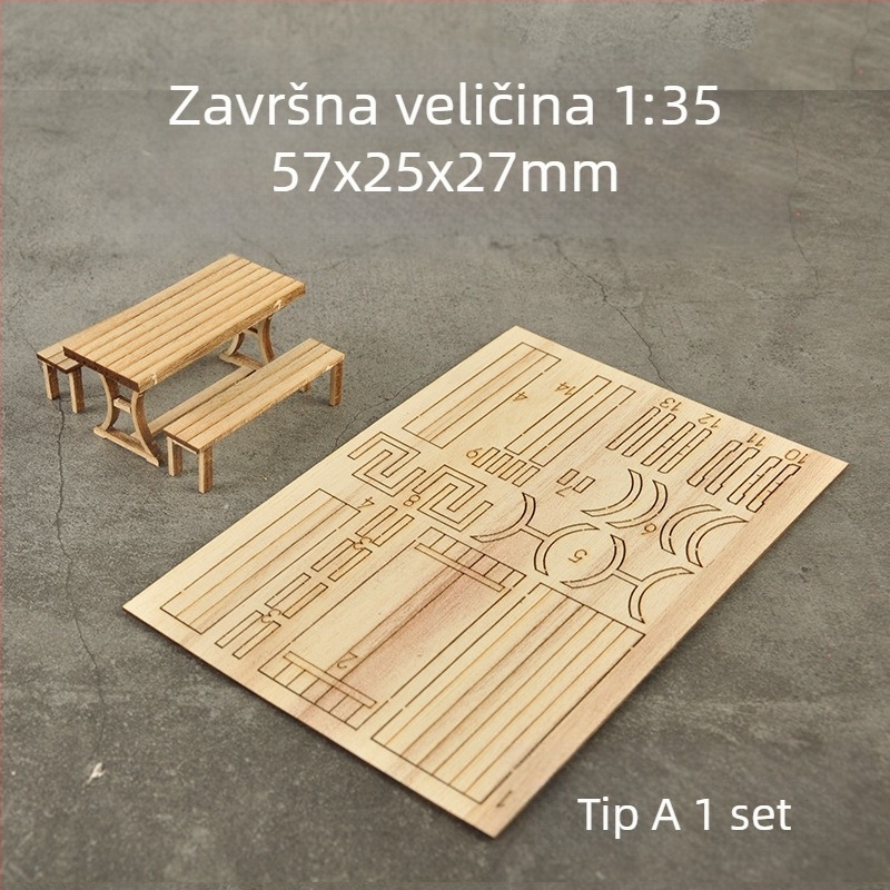 Ke Zuo drveni set stola, stolova i tabureta za statične diorama modele, pogodan za uzrast 15-35