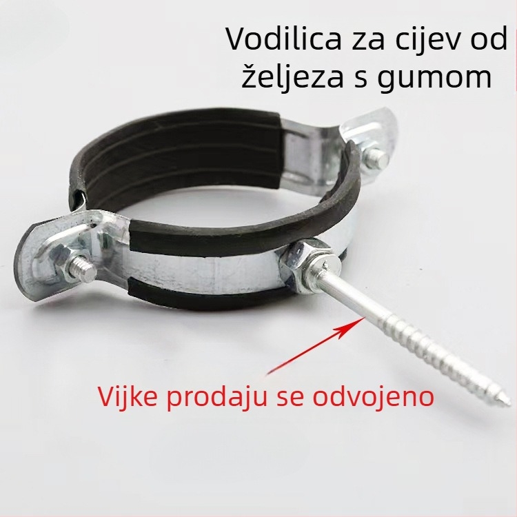 Galvanizirani željezni držač cijevi za PVC kanalizacijske cijevi i PPR vodovodne cijevi – fiksni klip