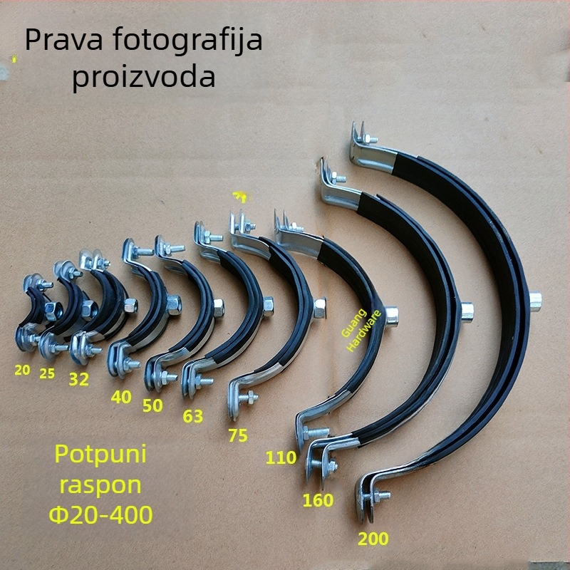 Galvanizirani željezni držač cijevi za PVC kanalizacijske cijevi i PPR vodovodne cijevi – fiksni klip