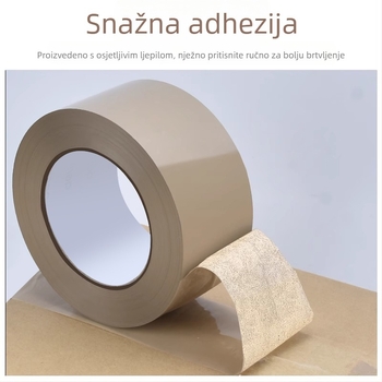 Tiha pakirna traka, BOPP osnova, debljina 50U, ljepilo na bazi topljivog ljepila, viskoznost 100 N/m, temperaturni raspon -10 do 60°C
