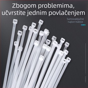 Samozatezna najlon kabelska vezica PA66 materijal, debljina 1.2 mm, ocjena protupožarne zaštite 95V-2, industrijska primjena