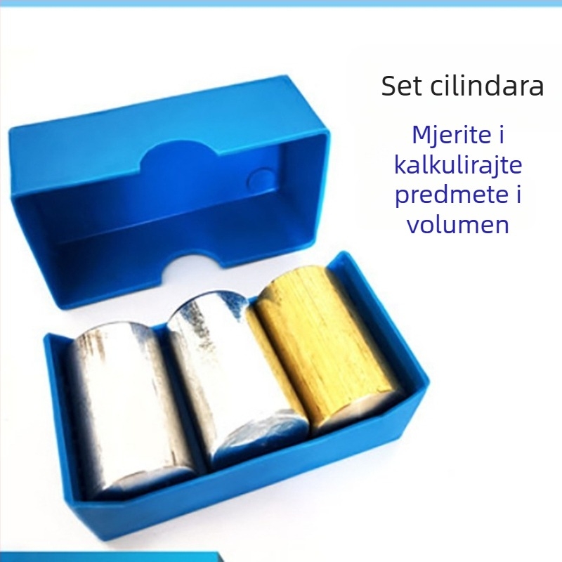 Instrument za fiziku gimnaziju - Skup kubičnih i cilindričnih sklopova, odnos mase i gustoće, metalna konstrukcija, 100 setova u kutiji