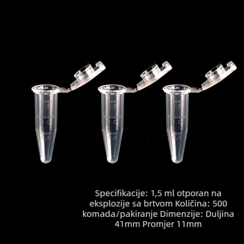 Centrifugne epruvete s poklopcem, otporne na eksplozije, sa skalom graduiranja, s konusnim dnom 1,5 ml i okruglim dnom 2 ml, pakiranje 500 kom