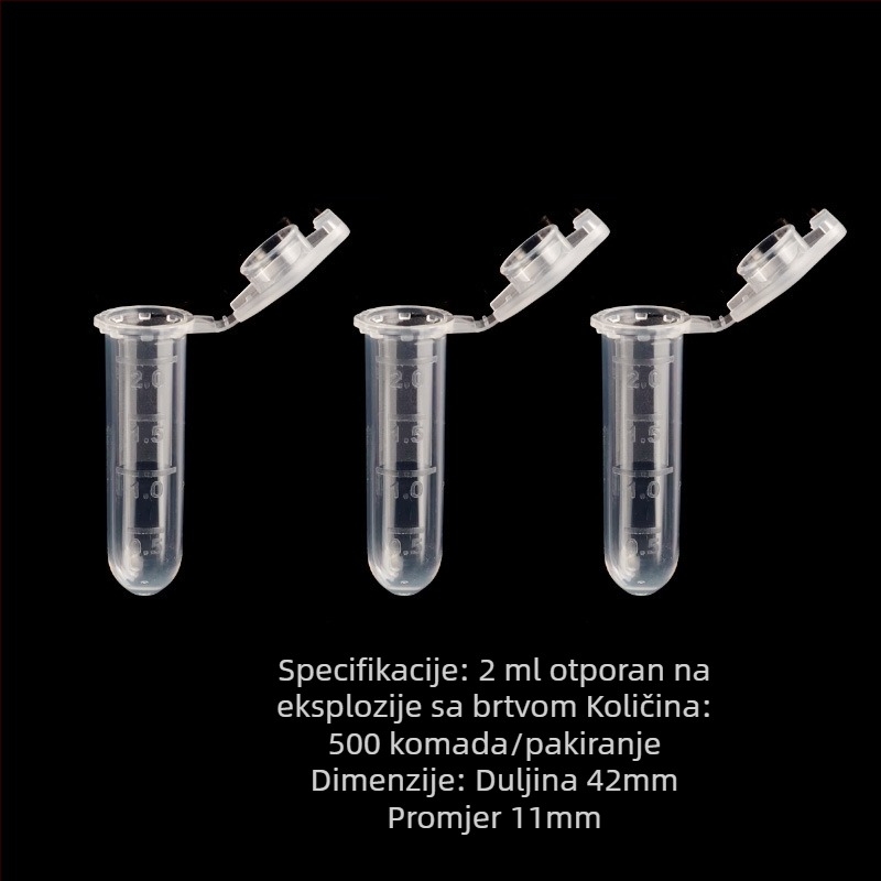Centrifugne epruvete s poklopcem, otporne na eksplozije, sa skalom graduiranja, s konusnim dnom 1,5 ml i okruglim dnom 2 ml, pakiranje 500 kom