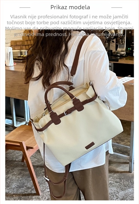 Ženska nylon torba za laptop – vodootporna, velika kapaciteta, urban minimalistički stil, nosenje preko tijela ili kao torba za ramena, proljeće 2025 izdanje