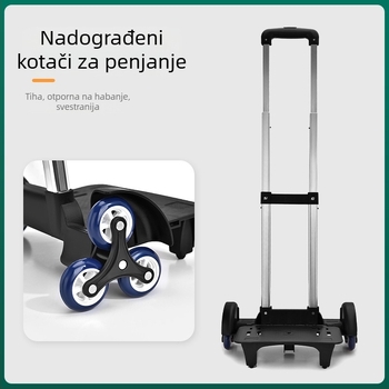 Odvojiva aluminijska kolica za školsku torbu, s šest kotača za penjanje uz stepenice