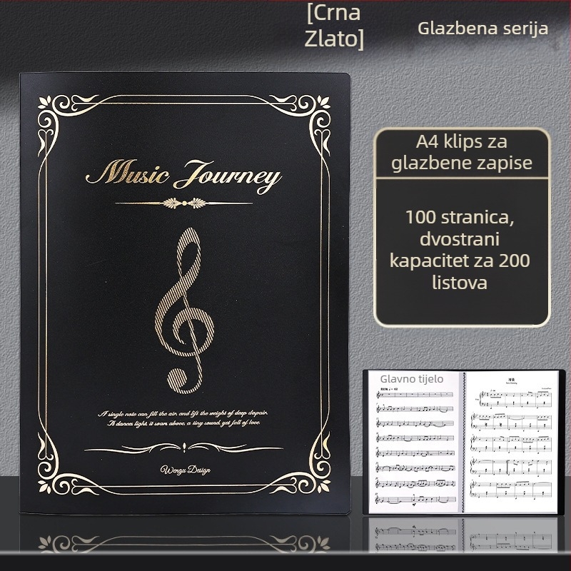 Klip za partiture — plastični, model: partitura, 100 stranica, moguć ispis logotipa