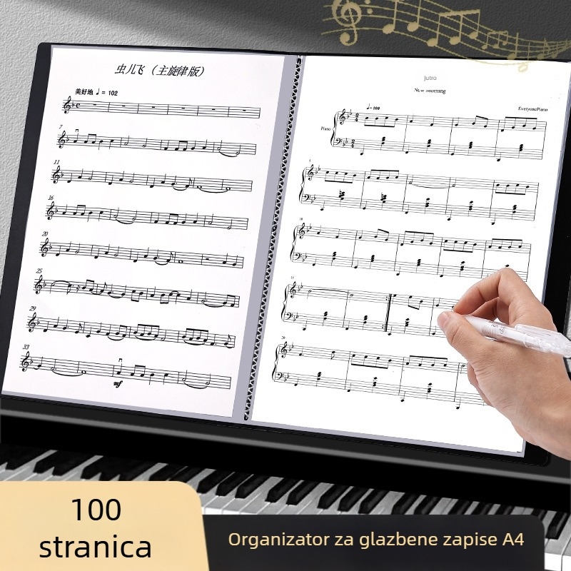 Klip za partiture — plastični, model: partitura, 100 stranica, moguć ispis logotipa