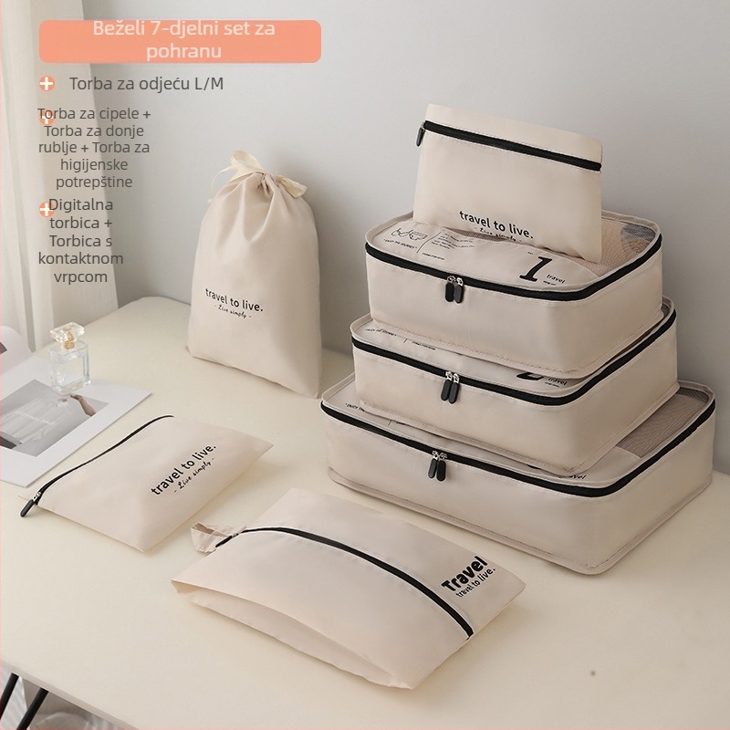 Putna skladišna torba, model Twill travel storage suit, poliester, kubni oblik, pogodna za donje rublje, kozmetiku, odjeću i higijenske potrepštine