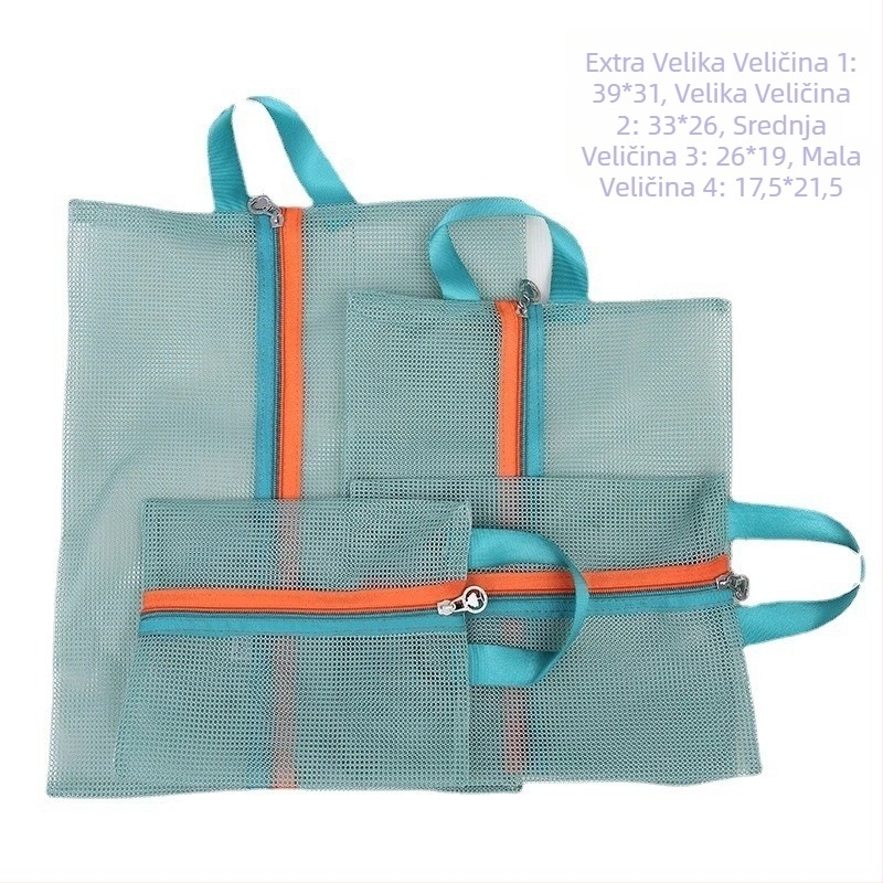 Han Pei WG-004 Putni 4-dijelni set mrežastih vrećica za skladištenje — Najlon mreža, višestruki organizator za putovanja, za kozmetiku i kupaonicu, za donje rublje, kozmetiku i lijekove