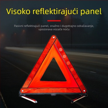 Automobilski reflektirajući trokut sa sklopivim tripodom – ABS plast, sklopivi trokut, sigurnost vozila, licencirana privatna marka