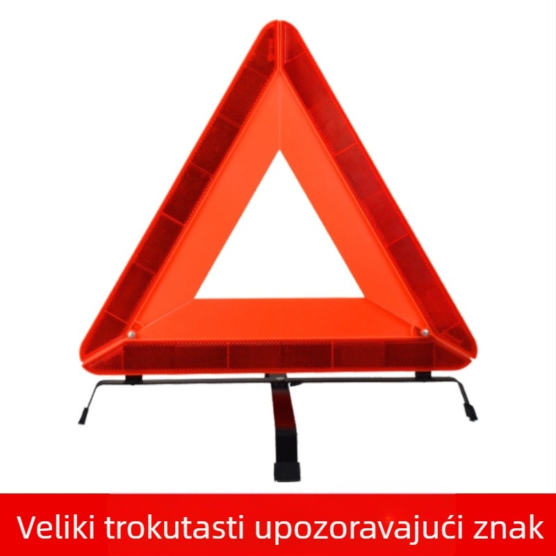 Automobilski reflektirajući trokut sa sklopivim tripodom – ABS plast, sklopivi trokut, sigurnost vozila, licencirana privatna marka